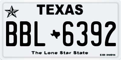 TX license plate BBL6392