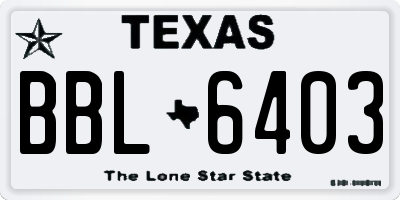 TX license plate BBL6403