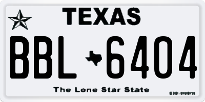 TX license plate BBL6404
