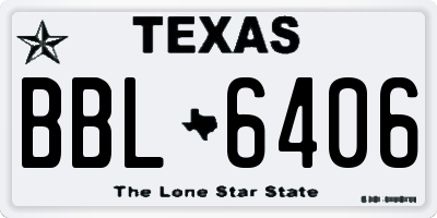TX license plate BBL6406