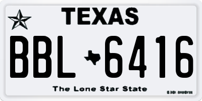 TX license plate BBL6416
