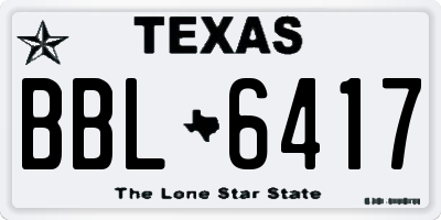 TX license plate BBL6417
