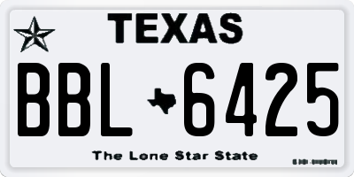 TX license plate BBL6425