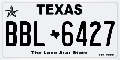 TX license plate BBL6427