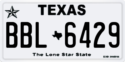 TX license plate BBL6429
