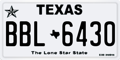 TX license plate BBL6430