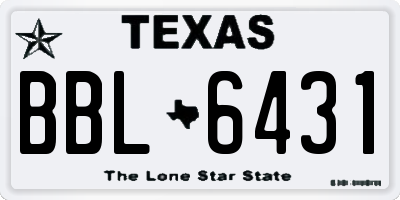 TX license plate BBL6431