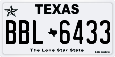 TX license plate BBL6433
