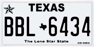 TX license plate BBL6434