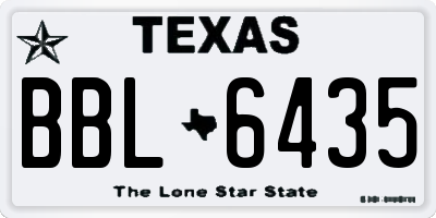 TX license plate BBL6435