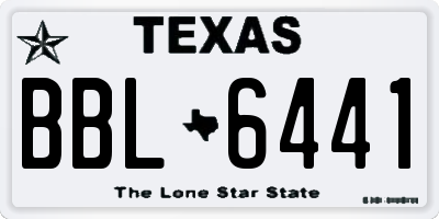 TX license plate BBL6441