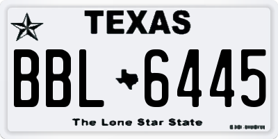TX license plate BBL6445