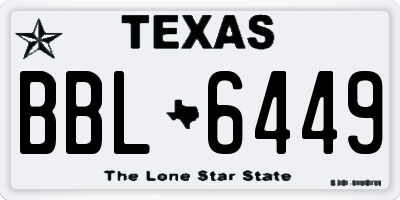 TX license plate BBL6449
