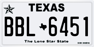 TX license plate BBL6451