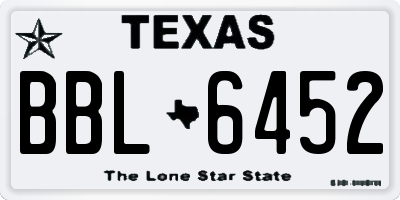 TX license plate BBL6452