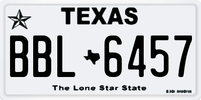 TX license plate BBL6457
