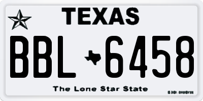 TX license plate BBL6458