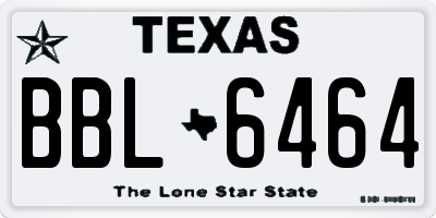TX license plate BBL6464
