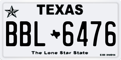 TX license plate BBL6476