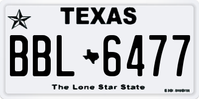 TX license plate BBL6477