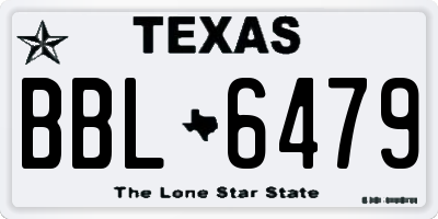 TX license plate BBL6479