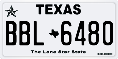 TX license plate BBL6480