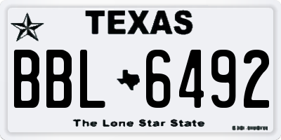 TX license plate BBL6492