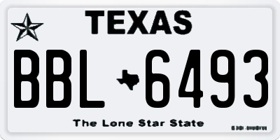 TX license plate BBL6493
