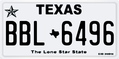 TX license plate BBL6496