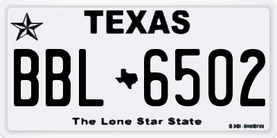 TX license plate BBL6502