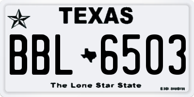TX license plate BBL6503