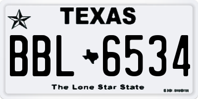 TX license plate BBL6534