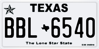 TX license plate BBL6540