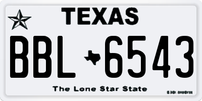TX license plate BBL6543
