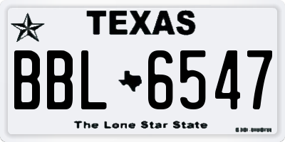 TX license plate BBL6547