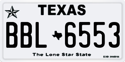 TX license plate BBL6553