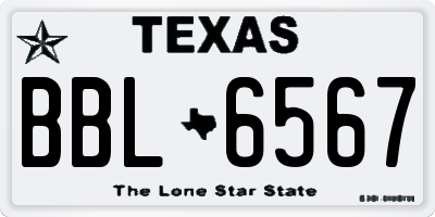 TX license plate BBL6567
