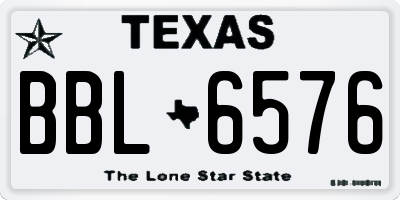 TX license plate BBL6576