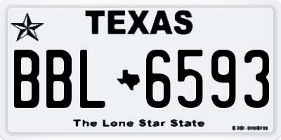TX license plate BBL6593