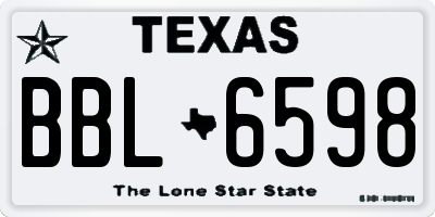TX license plate BBL6598