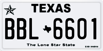 TX license plate BBL6601