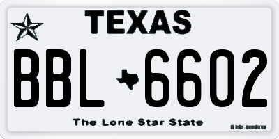TX license plate BBL6602