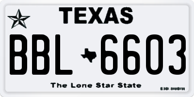 TX license plate BBL6603