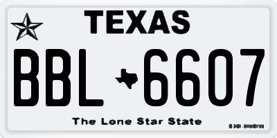 TX license plate BBL6607