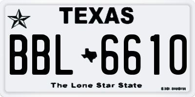 TX license plate BBL6610
