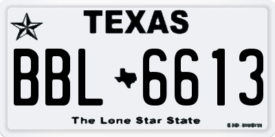 TX license plate BBL6613