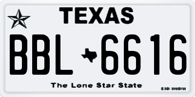 TX license plate BBL6616