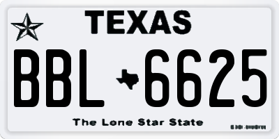 TX license plate BBL6625