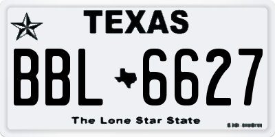 TX license plate BBL6627