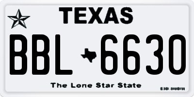 TX license plate BBL6630